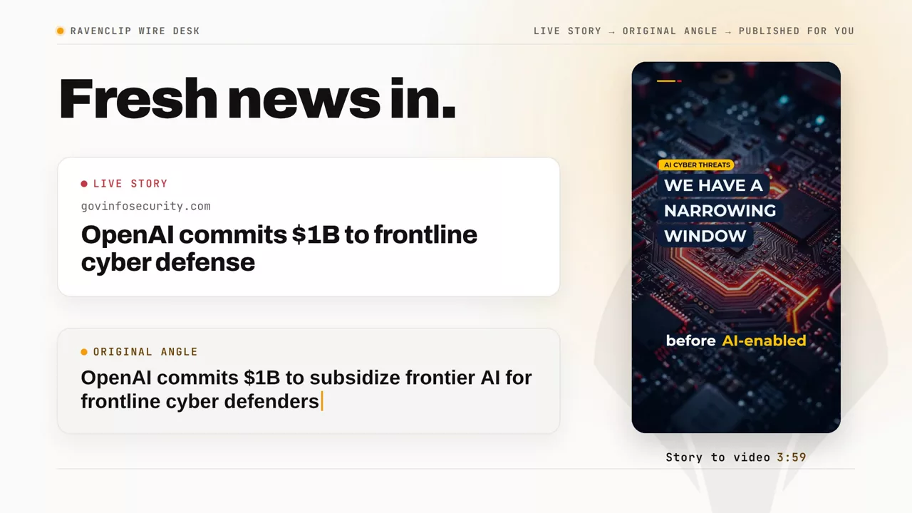 Ravenclip turning a fresh story into a published short video